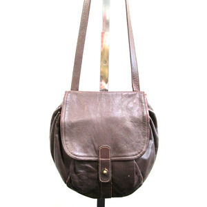 Vintage Ronay Medium Sz. Brown Leather Flap Saddle Shoulder Bag